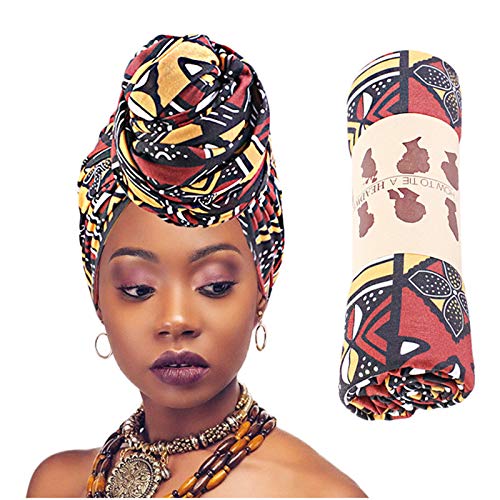 Qianmome Womens Big Flower Turban Beanie Elegant Cap Head Wrap Stretch Long Hair Scarf Headscarf - color: 2pieces-27-style 1