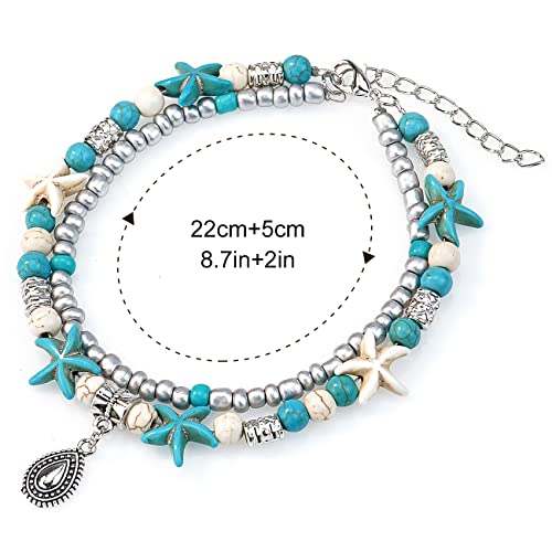 Suyi 5pcs Ankle Bracelets for Women Layered Beach Adjustable Anklets Boho Chain Anklet Foot Jewelry - color: 5pcs Set 5