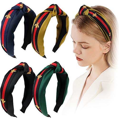 NODG 4 Pieces Knotted Headbands Turban for Women Wide Boho Diademas Para Mujer Womens Hair Knot Gift