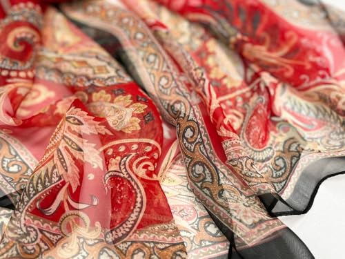 MINIDORA Lightweight Scarves for Women Elegant Floral Pattern Scarf Shawls Sunscreen Head Shawls - color: Style 14-red