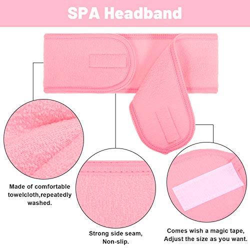 Whaline 4 PCS Spa Headband, Make up Hair Band, Stretch Terry Cloth Headband for Sport Yoga Shower (Pink) - color: Pink
