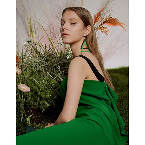 ANXIN Boho Personality Retro Tassel Rectangular Wooden Contrasting colors Earrings Chic Green Temperament Geometric Earrings Jewelry Gifts For Women - color: Black Green Wooden Earrings