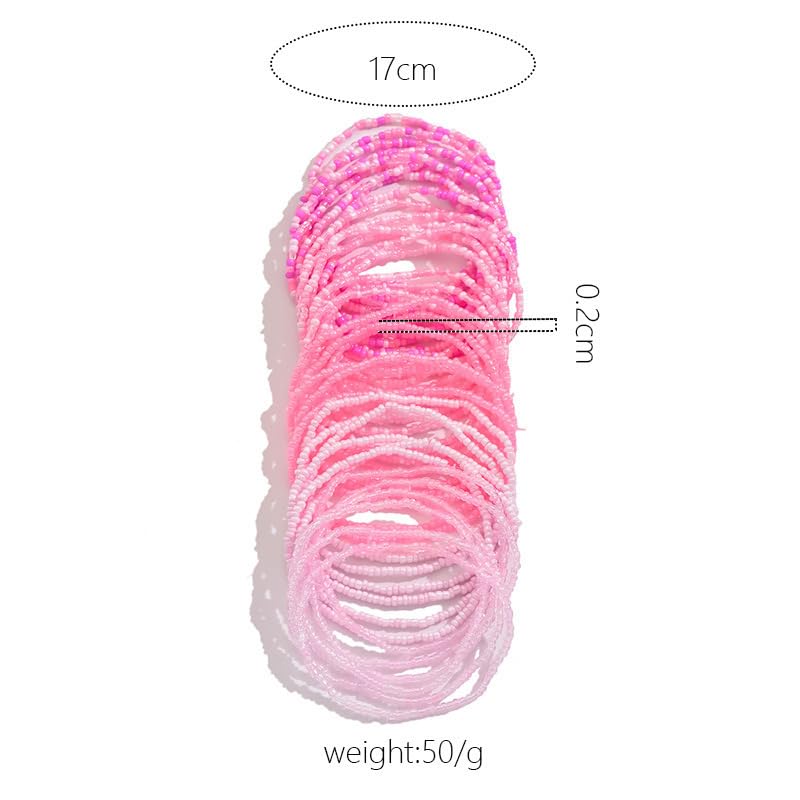 Caiyao 36Pcs Colorful Elastic Seed Beaded Bracelets Set Bohemia Multilayer Rainbow Beaded Stretch Bracelet Anklet Adjustable Glass Beads Wristbands for Women Summer Beach Boho Vaction Jewelry - style: StyleF