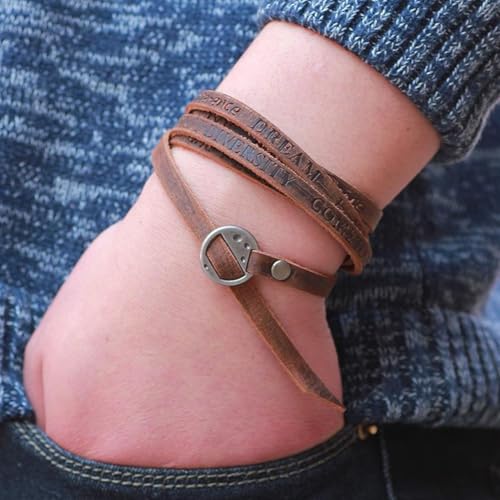 2PCS Cowhide Leather Wrap Bracelets Wristbands Cuff Vintage Adjustable Genuine Leather Boho Layered Bracelet Western Brown Stackable Straps Arm Armor with Alloy Toggle Clasp for Men Women - color: brown