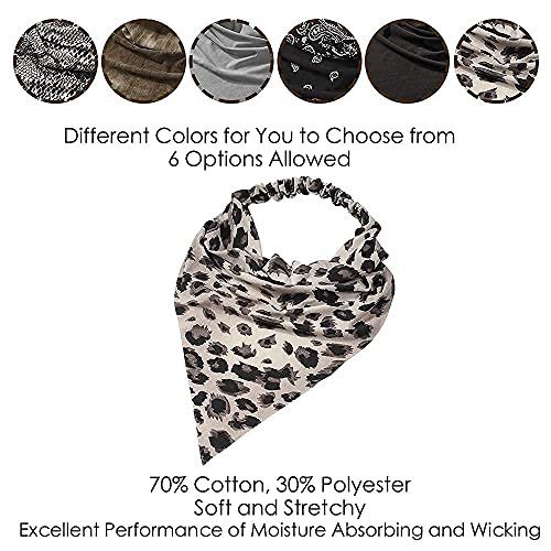 Vercret 6 Pack Hair Scarf Headband for Women Elastic Bandana Head Scarf Large Boho Triangle Kerchief with Clips Non Slip Scarves - color: B Pack Dark Colors