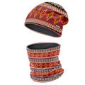 WK IEASON Winter Thermal Fleece Hat Scarf Set for Men Women Warm Windproof Cap Neck Warmer Fleece Beanie Scarf Set for Skiing - color: Red Bohemain