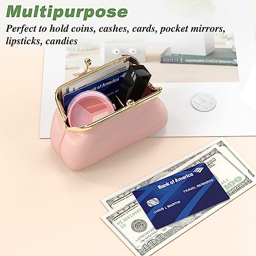 Coin Purse, Small PU Leather Change Purse, Coin Wallet with Clasp, Car Change Holder Pouch for Woman Men Kids Girls, Pink - color: Pink