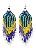Long Beaded Dangle Earrings – Boho Native Handmade Seed Bead Tassel Bohemian Large Statement Drop Fringes for Women - color: Pattern5