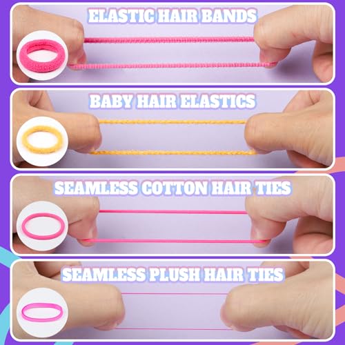 Teenitor Hair Accessories for Girls, Colorful Elastic Hair Ties Set with Hair Clips, Glitter Bobby Pins and Butterfly Hair Clips, Small Hair Ties for Toddler, Baby, Kids