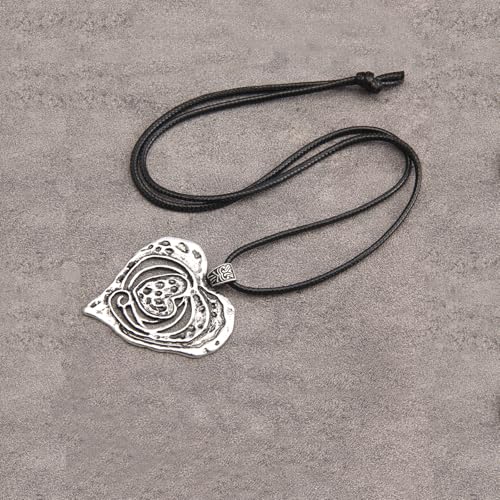 Bohemian Women's Leather Long Pendant Necklace Sweater necklace Adjustable Retro Woven Handmade Jewelry - color: Silver Love Necklace