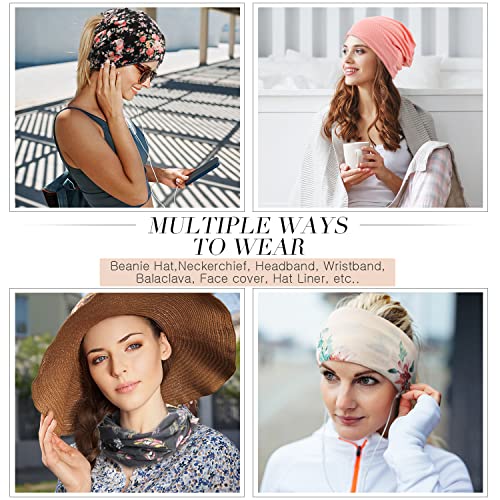 SATINIOR 5 Pieces Women's Slouchy Beanie Chemo Hat Stretch Cancer Head Wraps Sleep Head Scarf for Cancer Patient - color: Multicolor, style: Fresh Style