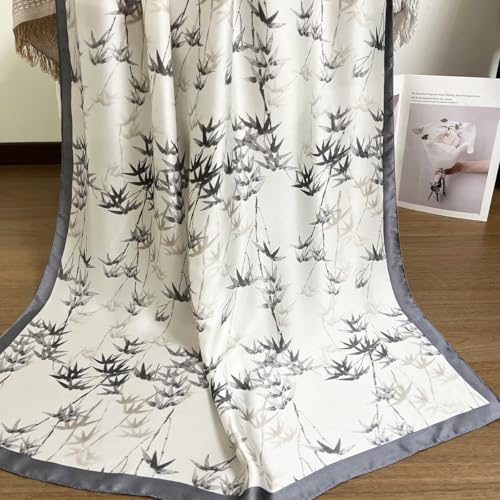 Long Silk Like Scarf Lightweight Satin Scarves Large Sunscreen Shawl Wrap for Women - color: 025.bamboo Grey
