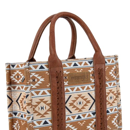 Wrangler Aztec Tote Bag for Women Boho Shoulder Purses and Handbags - color: Aztec Brown (Guitar Strap)