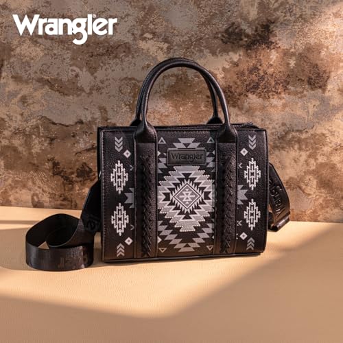 Wrangler Tote Bag for Women Western Purse and Aztec Satchel Handbag - color: Aztec Black