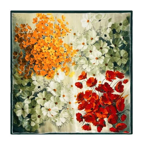 K-Elewon Large Square Scarf 43" Silk Scarf Fashion Scarves Silk Feeling Hair Wrapping Scarfs Night Sleeping Headscarf - color: Vb14