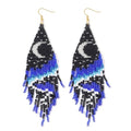 Bohemian Beaded Long Tassel Dangle Earrings for Women, Handmade Jewelry White Tarnish Resistant Lightweight Design, Stylish Accessory for Beach Vacation Party and Gift - color: blue-2