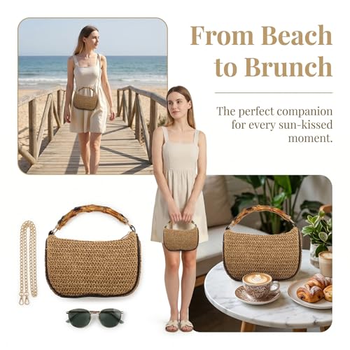 GOKTOW Straw Clutch Purses for Women Small Summer Handbag Woven Beach Hobo Tote Bags Vacation Crossbody Bag 2026 - color: Khaki