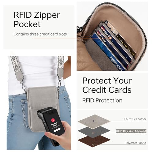 GEMIU Small Crossbody Bags for Women Cell Phone Purse Crossbody Wallet Purses with Card Slots - color: Light Grey