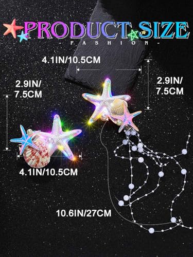Starsifh Light Up Mermaid Hair Clips Ocean Seashell LED Hair Aaccessories headband for Women