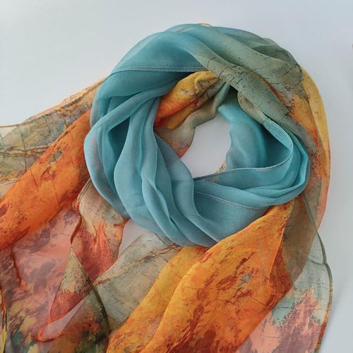 MINIDORA Lightweight Scarves for Women Elegant Floral Pattern Scarf Shawls Sunscreen Head Shawls - color: Style 11-blue