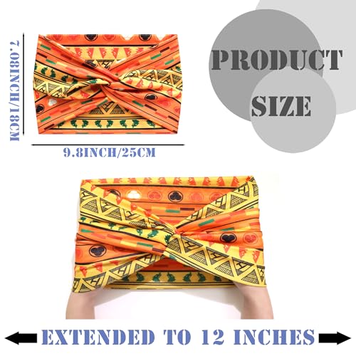 FULZTEY Wide Headband Boho Hair Bands African Style Turban Headbands Knotted Bandana Cute Hair Scarf Non Slip Sweatband Criss Cross Head Wraps For Women Teen Girls Yoga Running 4 Pcs - color: Style 144