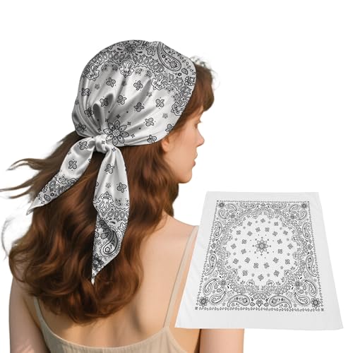Bandana Single Pack Soft Thin 27 inch Cotton Paisley Extra Large Headwear - color: White