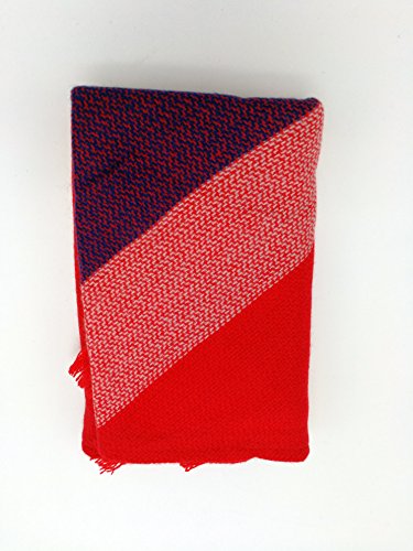 Wander Agio Womens Warm Long Shawl Winter Wraps Large Scarves Knit Cashmere Feel Plaid Triangle Scarf - color: Big Red Blue 6