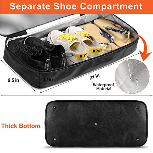 Weekender Bags for Women Overnight Bags with Shoe Compartment 21" Duffle Travel Bag for Traveling Weekend Gift 3pcs Set - color: A9-Nylon-Black