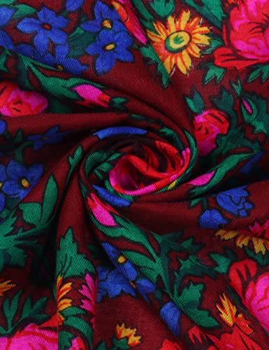 MJ SERECA Acrylic Bandana Printed Hair Scarf Square Ukrainian Head Scarf Floral Babushka Neck Scarf for Women 30"/42"/60" - color: 3 Pack-a 30"