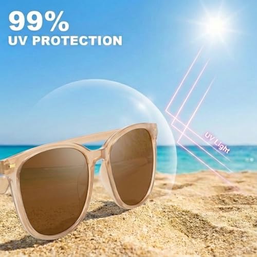 Myiaur Polarized Sunglasses for Women, Trendy Square Shades with UV400 Protection Sun Glasses for Daily (2 Pack) - color: A03 Black+lightcoffee
