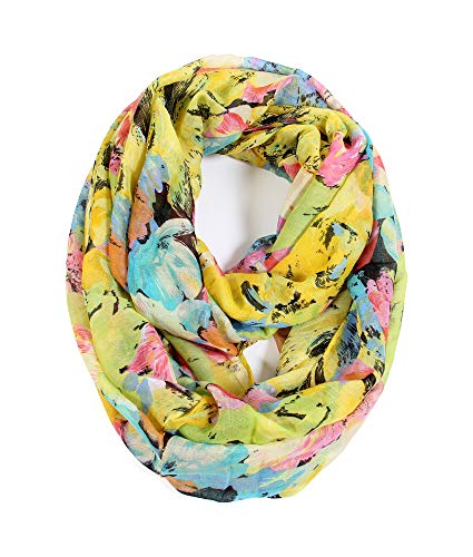 Scarfand's Romantic Rose Prints & Floral Patterns Lightweight Infinity Fashion Scarves Wraps - color: Brush Stroke Yellow