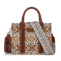 Wrangler Aztec Tote Bag for Women Boho Shoulder Purses and Handbags - color: Aztec Brown (Guitar Strap)