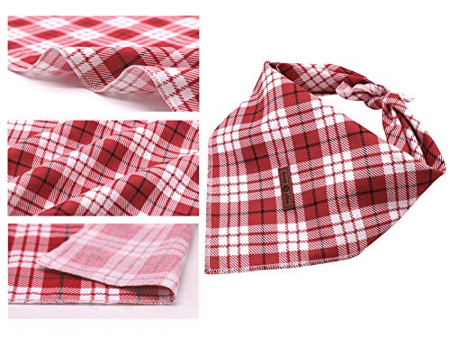 Lionet Paws Christmas Dog Bandana Washable Cotton Handkerchief Scarf Triangle Bandana for Small Medium Large Dogs Red Grid - color: Red Grid, size: Small (Pack of 1)