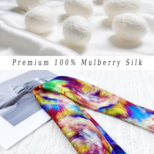 Women's Small 21 inch 100% Silk Scarf Bandana for Head Neck Hair | 100% Mulberry Silk Lightweight Designs Gift-Ready Packaging For Hair Fashion 21"x21" Printed - color: 102multicolor