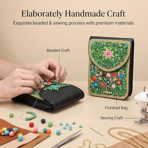 Small Crossbody Bags for Women Designer Cell Phone Bag Boho Shoulder Wallet Purse - color: Tree-green