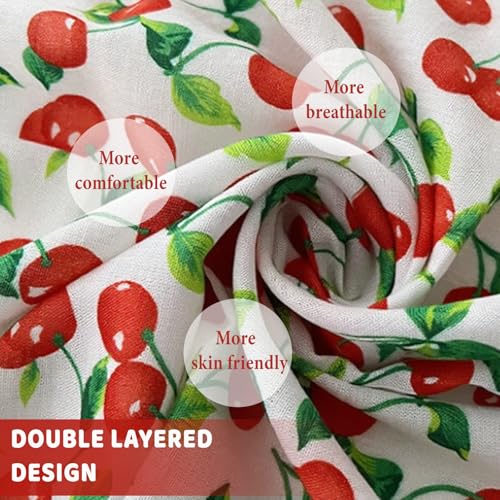 Bandana,Bandanas for Women,Red Bandana Scarf,21'' X 21'' Soft Comfort Fabric Cherry Bandanas