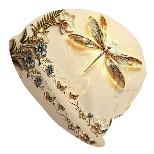 Tenna Teki Women Slouchy Beanie Chemo Hat Cancer Caps for Patient | Autumn Spring Lightweight Comfortable Breathable Beanie for Men - color: Gold