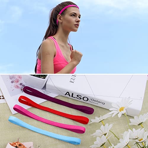 Duufin 20 Pieces Elastic Sport Headbands Non Slip Grip Elastic Headband Thin Colorful Workout Headbands for Women Men and Girls, 20 Colors - color: Candy Color