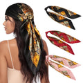 3 Pcs Satin Head Scarves for Women - 35" Satin Hair Scarves Large Square Silk Like Scarves & Bandanas - color: Black,red,pink