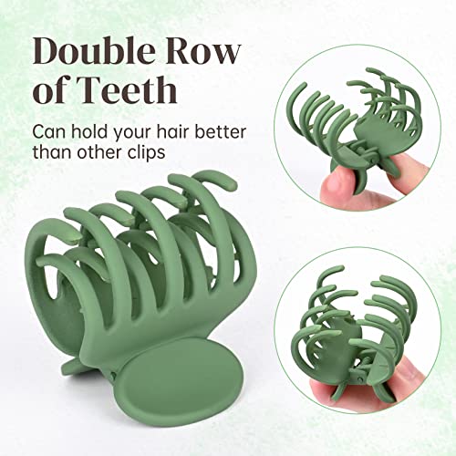 DEEKA Hair Clips Small Claw Clips for Thin Hair 4 Pack Double Row Teeth 1.6" Medium Matte Non-slip Short Hair Accessories for Women and Girls -Green Blue Pink - color: Matte Color B, size: 4 Count (Pack of 1)