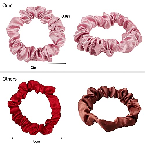 Satin Silk Hair Ties Small Mini Scrunchy for Women Cute Soft No Slip Ponytail Holders 12 Pcs Mini Bulk Scrunchies Elastic Hair Bands for Thick Curly Hair Pony Tails Hair Ties - color: Mixed colors