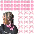 45PCS Pink Hair Bow Large Hair Beads for Braids Acrylic Loc Jewelry Beads Cute Bow Hair Clips for Women Girls - color: Pink