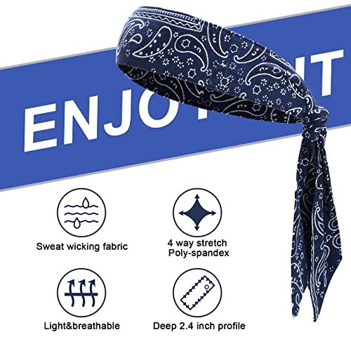 Jutom 4 Pieces Tie Headbands for Men Women Sports Bandana Hair Band Camo Headbands Elastic Sweat Wicking Karate Adjustable Non Slip Hairband for Yoga Workout Running - color: Classic Color