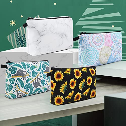 MAGEFY Sunflower Makeup Bag for Women, Portable Travel Cosmetic Bag with Black Zipper Pouch Waterproof Makeup Pouch Multifunctional Small Bag for Women (1 pack, sunflower 0173) - color: sunflower