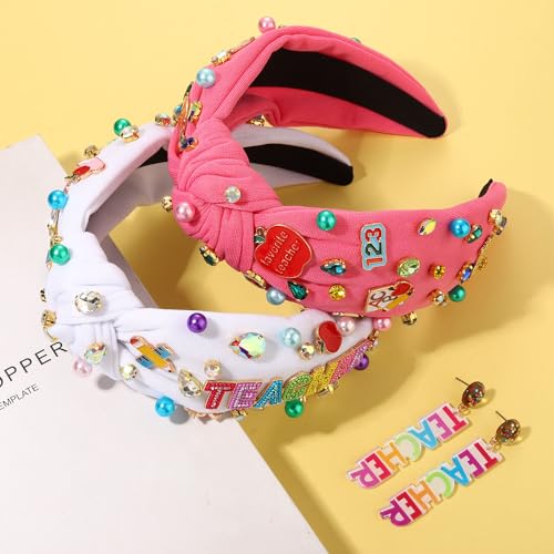 PHALIN Teacher Headbands for Women, Pencil Printed Wide Knotted Headbands, Teacher Appreciation Gifts, Back To School Hair Accessory Gifts (Pattern C)