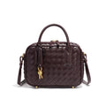 Women's Handmade Woven Top-handle Bag Fashion Leather Shoulder Handbag Crossbody Purse Woven Purse for Women - color: Grape Purple
