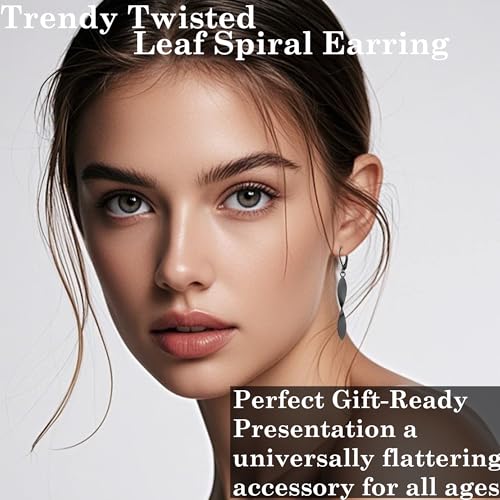 Twisted Leaf Spiral Leverback Hypoallergenic Earrings For Women -18K Gold Plated And Silver Dangle Drop Earrings, Trendy Jewelry Gift - color: SILVER&BLACK&GOLD&RAINBOW