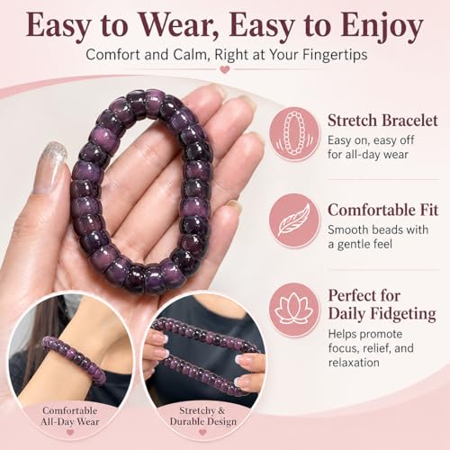 Fidget Bracelet Natural Bodhi Seeds Beaded Bracelets Zen Fidget Stretch Bracelets Alleviate Anxiety Stress Protection Healing Bodhi Jewelry Gifts for Women Men - color: A5:Fidget Bracelet