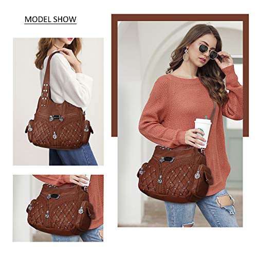 Angel Barcelo Purses for Women Large Shoulder Bag Soft Hobo Bags for Women - color: Stylish Brown