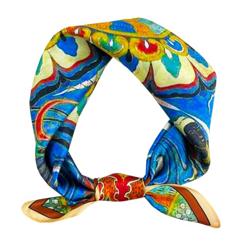 Women's Small 21 inch 100% Silk Scarf Bandana for Head Neck Hair | 100% Mulberry Silk Lightweight Designs Gift-Ready Packaging For Hair Fashion 21"x21" Printed - color: 203multicolor